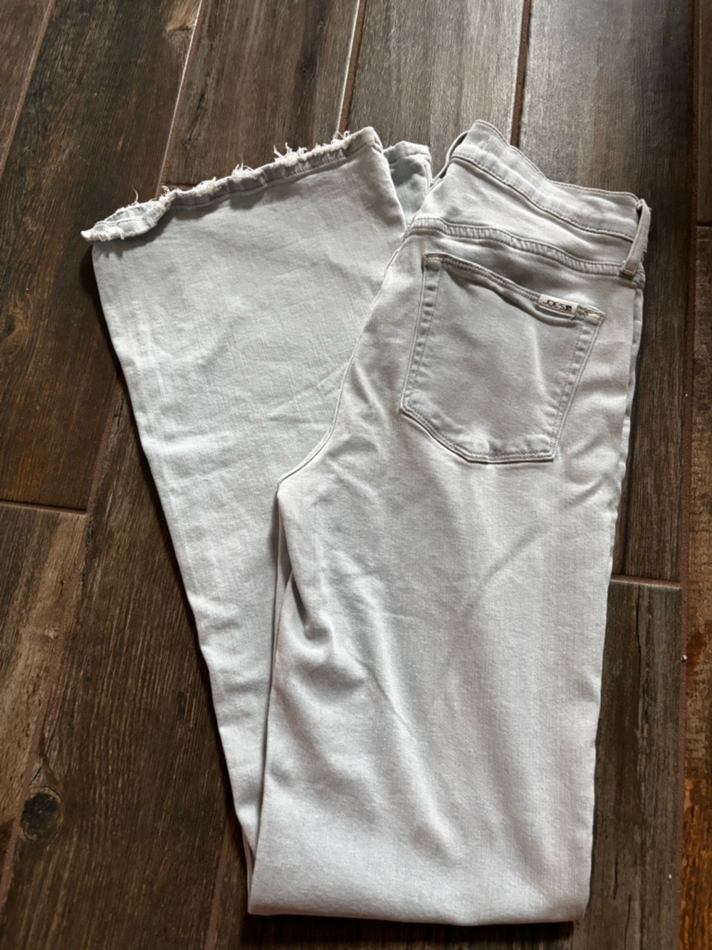 Joe's Jeans Light Gray Frayed Hem Wide Leg Jeans